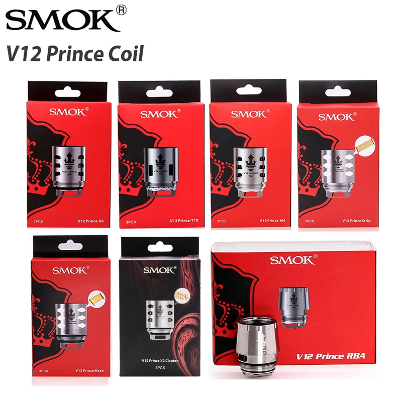 

Original SMOK TFV12 Prince Coil RBA Q4 M4 T10 Mesh Strip E Cigarette Resistence Core Glass for V12 Prince Atomizer X-Priv Vape
