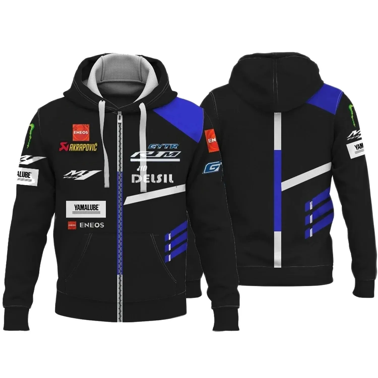 

2024 New Blue M1 Men's Hoodie Motorcycle Race Coat Casual and Popular Yamaha Zipper Sweater Men's Pullover European size