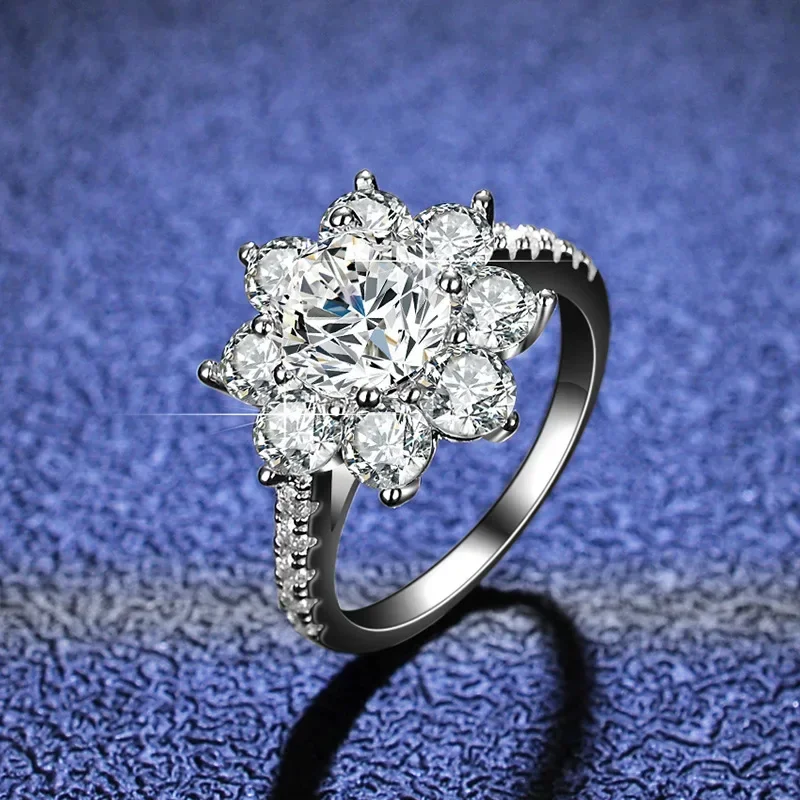 

Платиновые кольца с бриллиантом PT950 1 Ct 2 Ct, женское кольцо с бриллиантом подсолнуха, свадебные кольца для женщин, ювелирные изделия