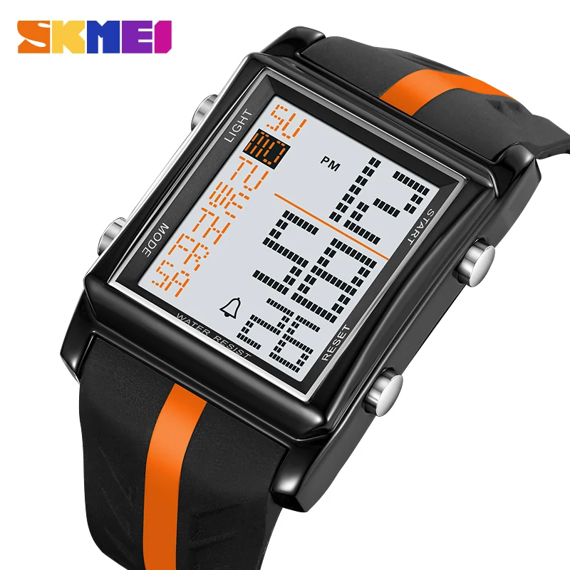 

SKMEI Back Light Display Countdown Timer Digital Sport Watches Men Luxury Stainless Steel Date Alarm Wristwatch reloj hombre