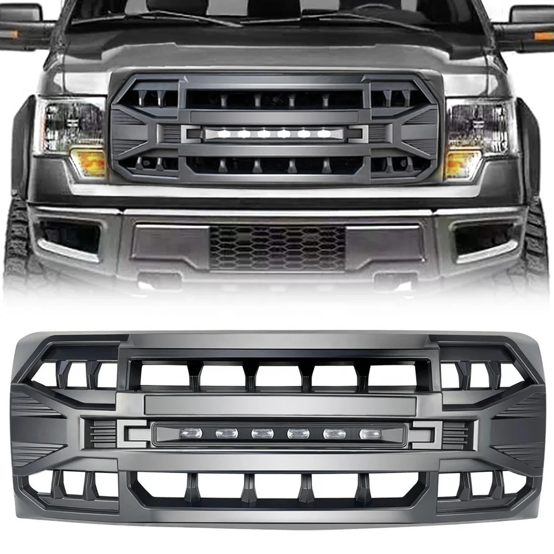 

Armor Grille With Off-Road Lights - Matte Black For 2009-2014 Ford F150