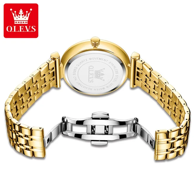 OLEVS-Montres de Luxe pour Homme, Mode Simple, Mouvement à Quartz Original, Étanche, Or, Acier Inoxydable, Zcomprend à l'Échelle 2