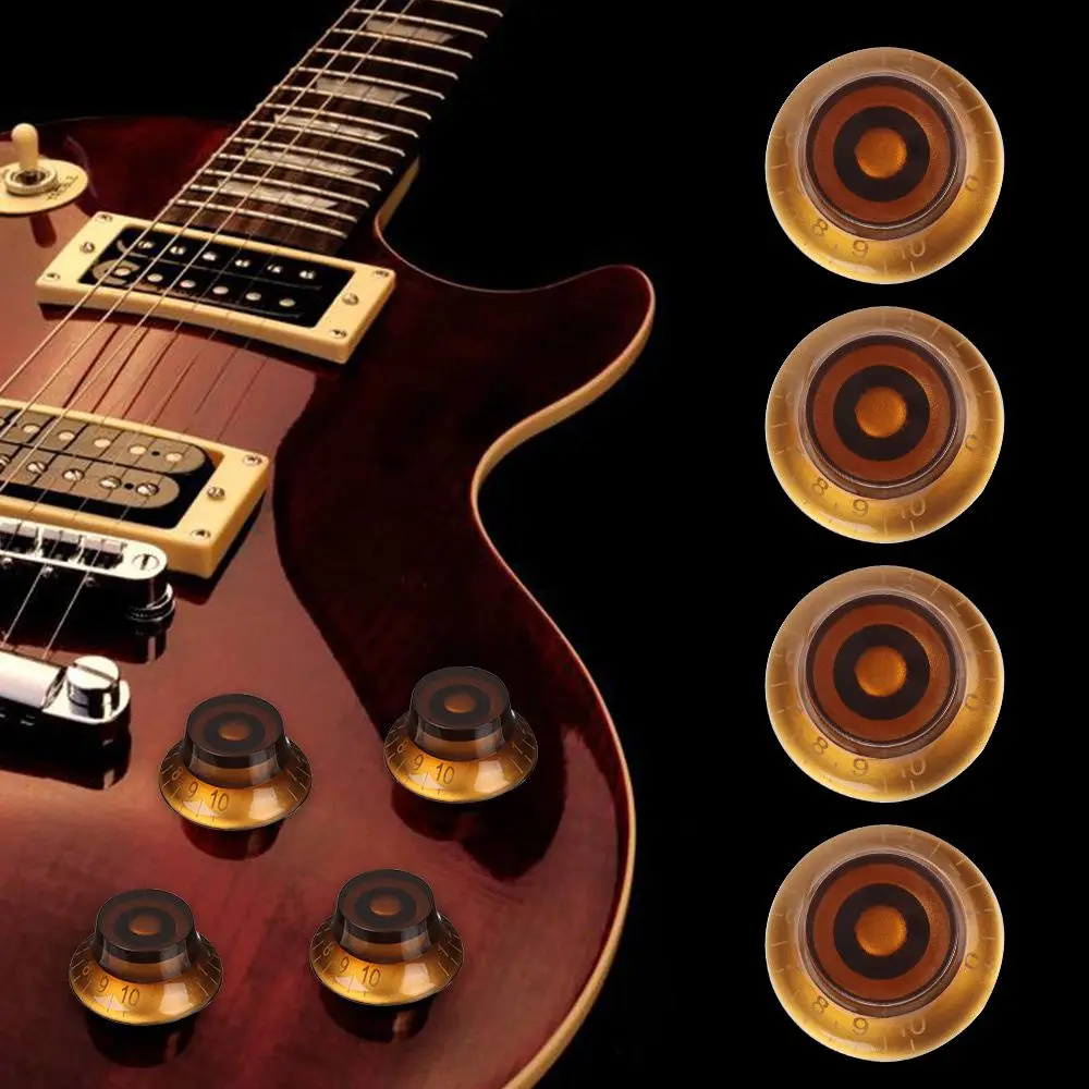 

Coffee with Gold Numbers Bass Tuning Switch Tone Volume Knobs Electric Guitar Speed Control Hat Shape Knob For Les Paul LP
