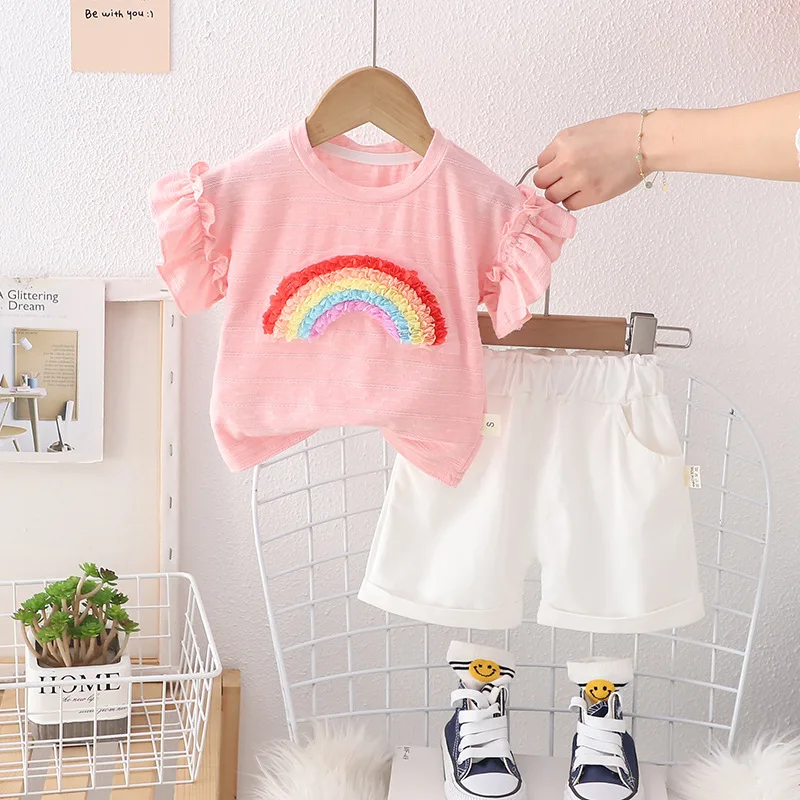 2024 Summer Baby Girl Clothes 9 To 12 Months Outfit Korea Style Rainbow O-neck Short Sleeve T-shirts and Shorts Children's Sets
2024 Summer Baby Girl Clothes 9 To 12 Months Outfit Korea Style Rainbow O-neck Short Sleeve T-shirts and Shorts Children's Sets