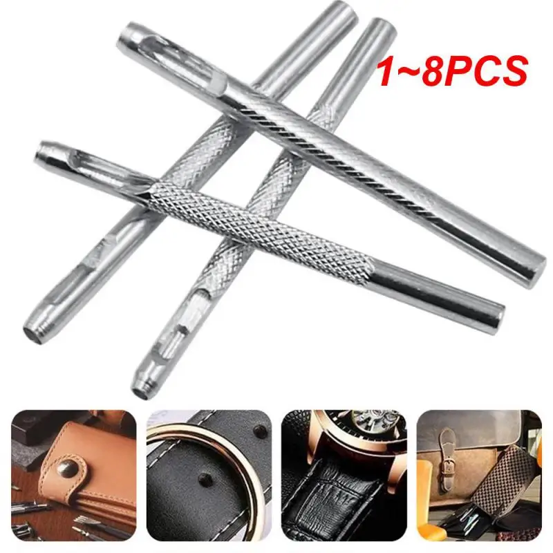 

1~8PCS Belt Punch Non-slip Silver Handicrafts Leather Eye Punch Hard High-carbon Steel Leather Punching Tool Eye Punch