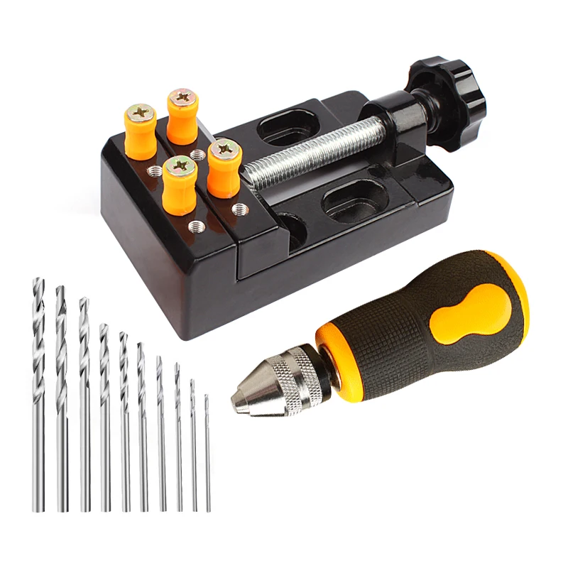 12PCS Pin Vise Hand Drill Kit Mini Aluminium Drill Press Vise with 10pcs Drill Bits for Woodworking Jewelry Making DIY Craft
12PCS Pin Vise Hand Drill Kit Mini Aluminium Drill Press Vise with 10pcs Drill Bits for Woodworking Jewelry Making DIY Craft