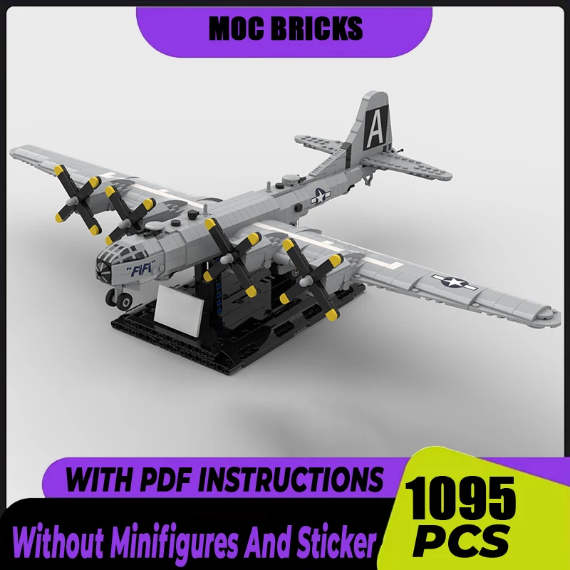 

Military Series Moc Building Blocks 1:72 Scale B-29 Superfortress Model Technology Aircraft Bricks Assembly Fighter Toy For