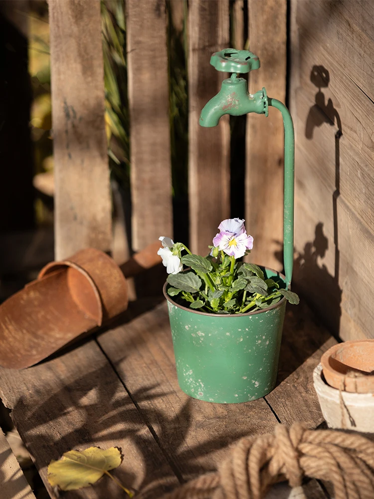 Metal Ironwork Faucet Flowerpot Retro Vintage Green Originality Balcony Garden Decorate Outdoors Courtyard Plant Flower Bucket
Metal Ironwork Faucet Flowerpot Retro Vintage Green Originality Balcony Garden Decorate Outdoors Courtyard Plant Flower Bucket