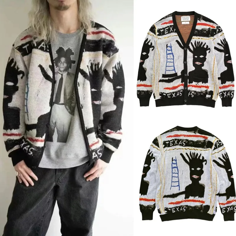 Graffiti Pattern WACKO Sweaters Japanese Harajuku Style Cotton V-neck Knitted Cardigan Urban Streetwear Pullovers Sweater
Graffiti Pattern WACKO Sweaters Japanese Harajuku Style Cotton V-neck Knitted Cardigan Urban Streetwear Pullovers Sweater