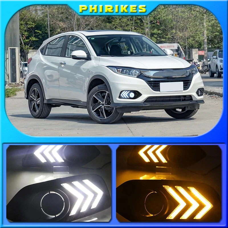 

2PCS LED Daytime Running Light For Honda HRV HR-V Vezel 2019 Yellow Turn Signal Function 12V Car DRL Fog Lamp Decoration