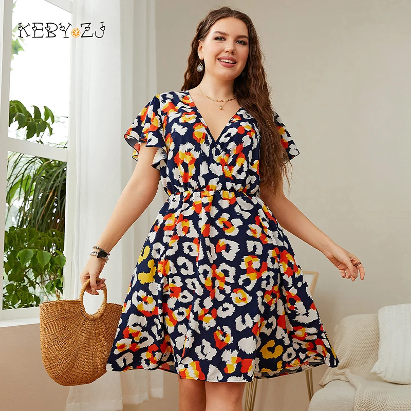 KEBY ZJ 3XL 4XL Plus Size Dresses Summer Ladies Blue V-Neck Print Casual Short Dress Chic Elegant Women's Dresses for Party 2022
KEBY ZJ 3XL 4XL Plus Size Dresses Summer Ladies Blue V-Neck Print Casual Short Dress Chic Elegant Women's Dresses for Party 2022