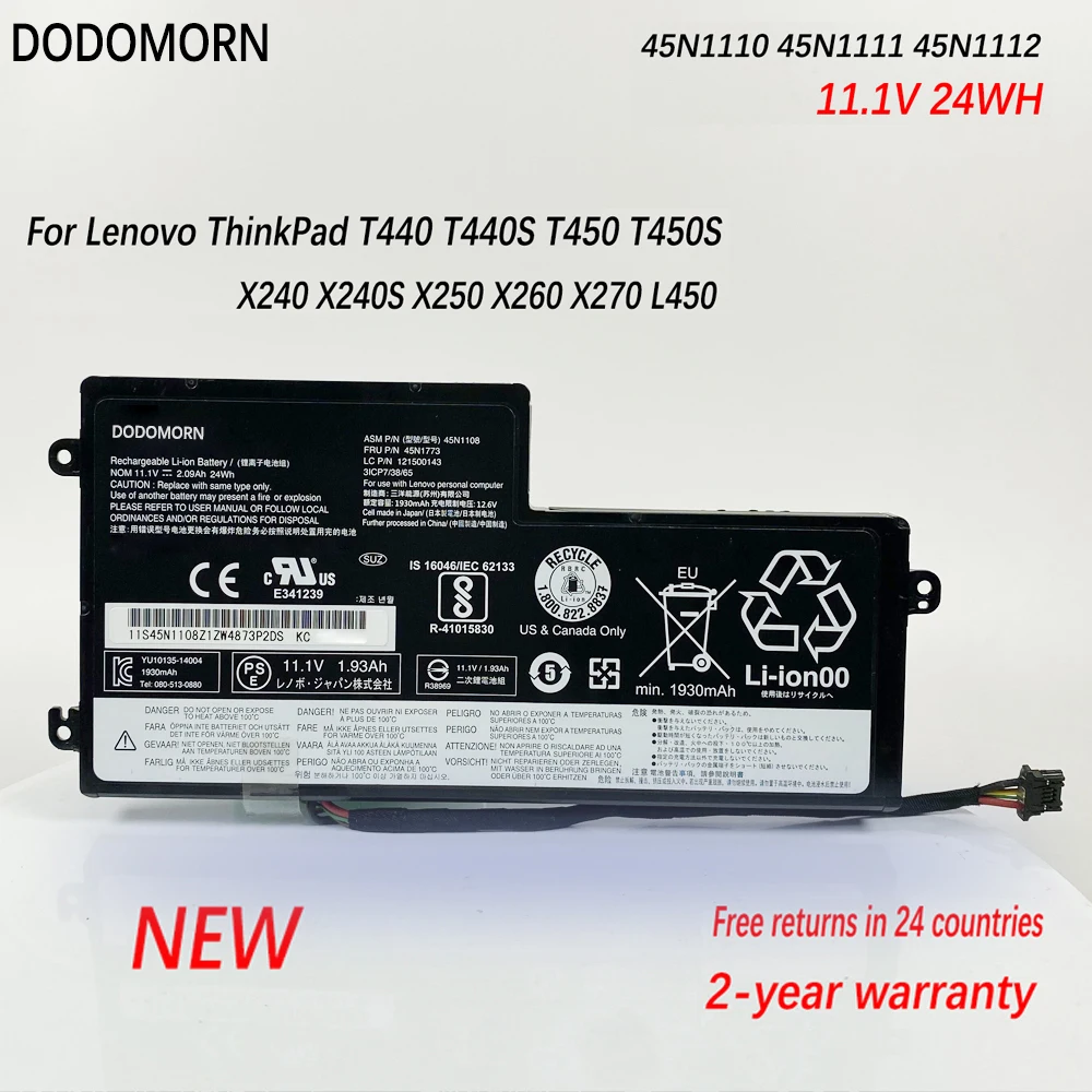 DODOMORN In Stock New 45N1110 Battery For Lenovo ThinkPad T440 T440S T450 T450S X240 X240S X250 X260 X270 L450 45N1111 45N1112
DODOMORN In Stock New 45N1110 Battery For Lenovo ThinkPad T440 T440S T450 T450S X240 X240S X250 X260 X270 L450 45N1111 45N1112