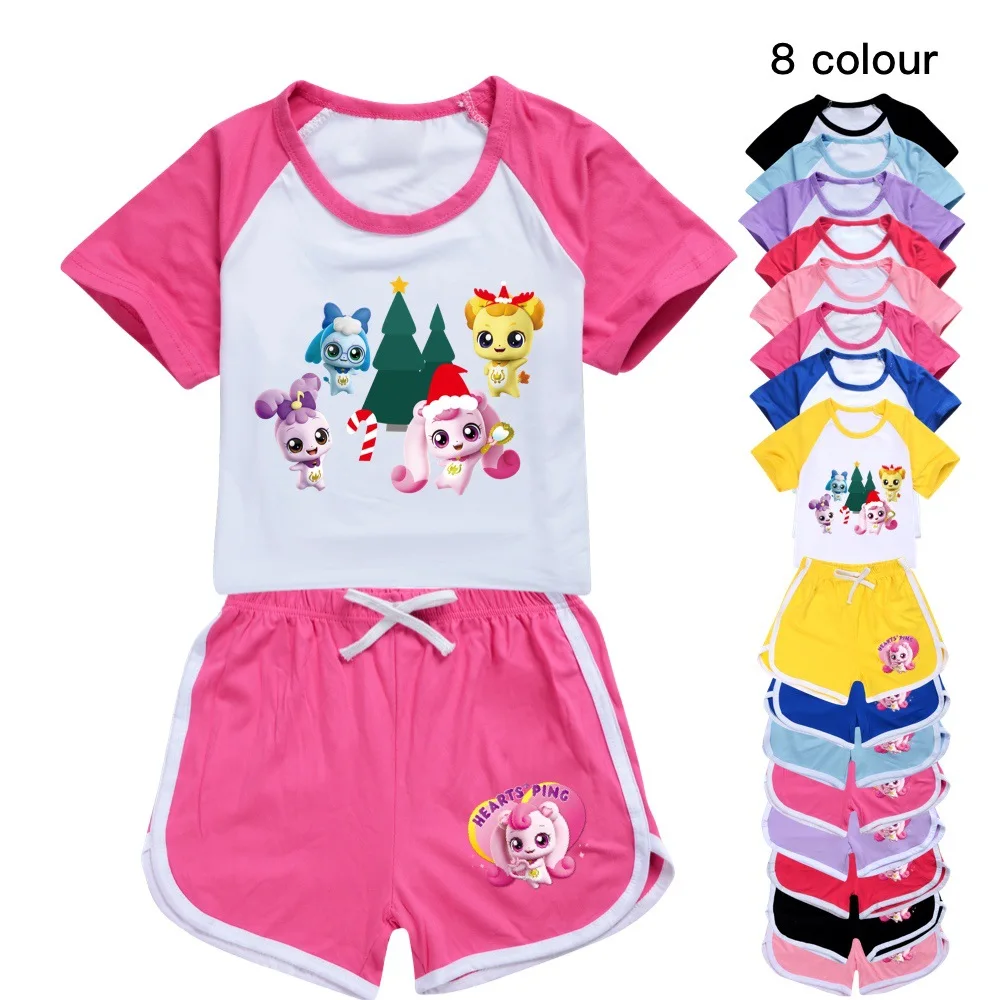 

Kawaii Children Summer T-shirts Suits Catch Teenieping Clothes Sets Toddler Girls Casual Sports Clothing Teenager Baby Boy 4-12y