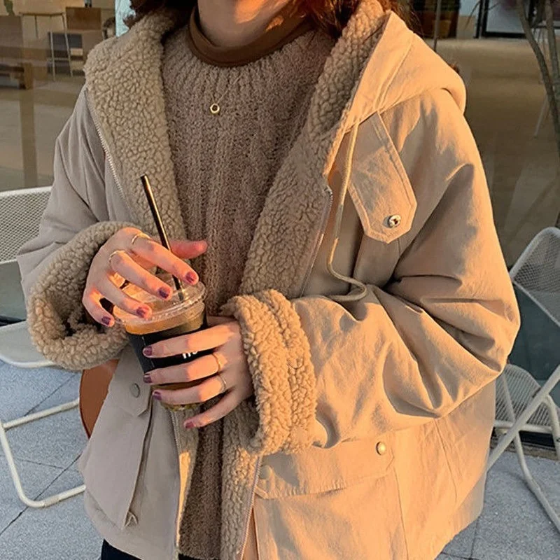 Kawaii Women Jackets Harajuku Cute Japanese Style Thick Winter Female Lambswool Double Sided Coat Fashion Loose
Kawaii Women Jackets Harajuku Cute Japanese Style Thick Winter Female Lambswool Double Sided Coat Fashion Loose