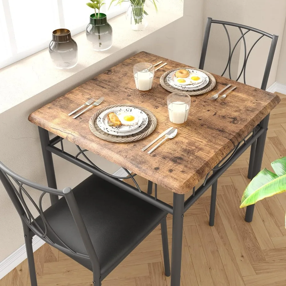 Dining Table Set 3 Piece Kitchen Set Dining, Table and 2 Upholstered Chairs, Rustic Brown Dinings Room Sets
Dining Table Set 3 Piece Kitchen Set Dining, Table and 2 Upholstered Chairs, Rustic Brown Dinings Room Sets