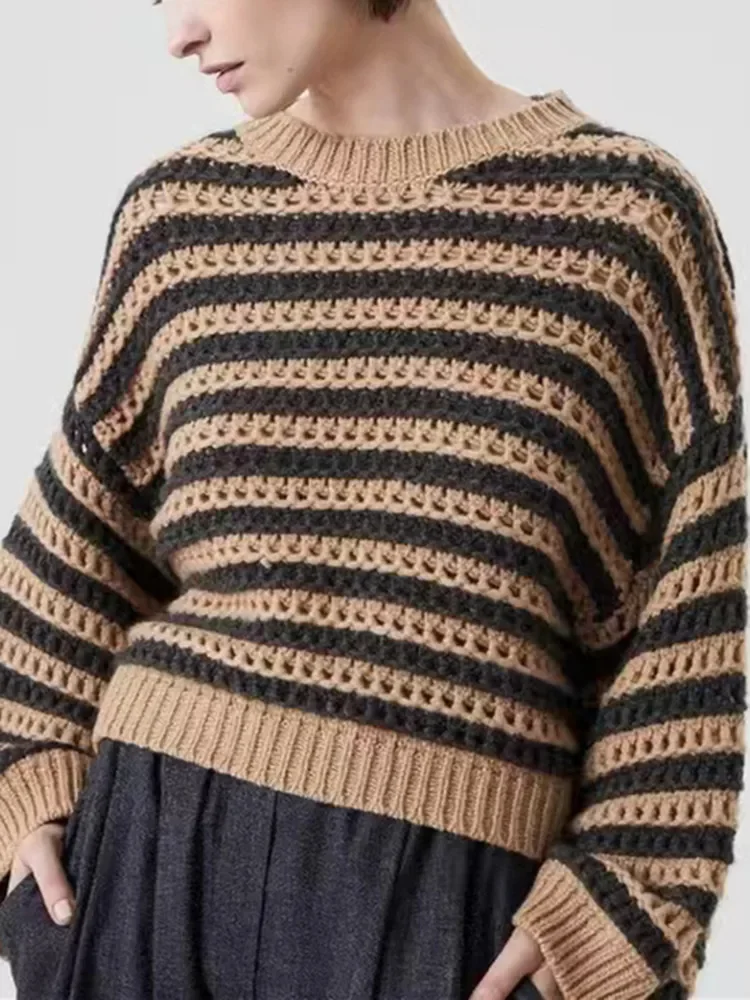 Women Sweater O-Neck Crochet Striped 2023 Fall Winter New Casual Knitted Jumpers
Women Sweater O-Neck Crochet Striped 2023 Fall Winter New Casual Knitted Jumpers