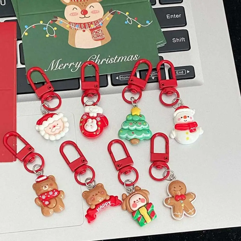 

Elk Xmas Santa Claus Pendant Backpack Charms Gingerbread Man Christmas Resin Key Chain Key Ring Ornaments Snowman