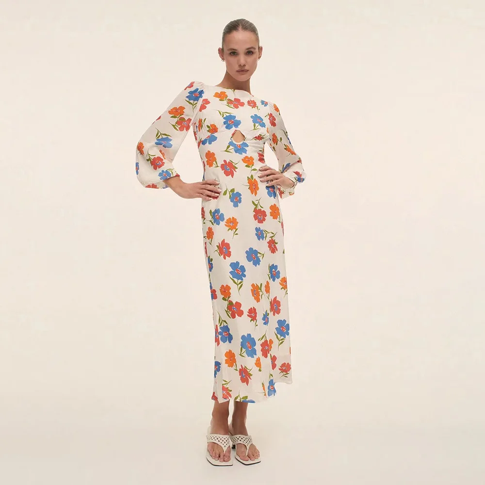 High quality! 24 early spring new niche floral print round neck hollow backless long-sleeved dresses
High quality! 24 early spring new niche floral print round neck hollow backless long-sleeved dresses