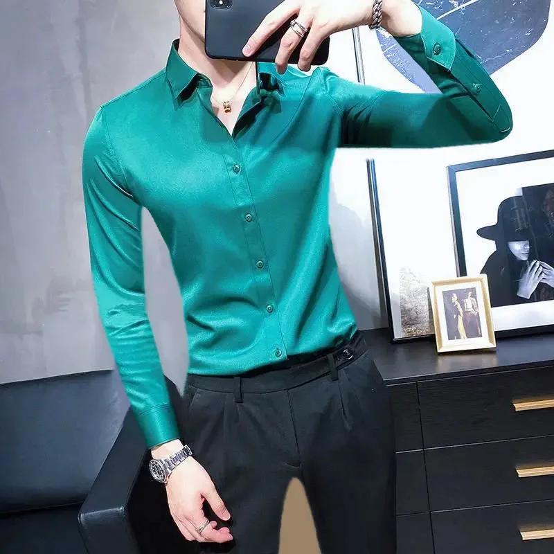 2023 Spring Men New Solid Long Sleeve Dress Shirt Clothing Slim Fit Casual Blouses Male Formal Wear Office Blouse Homme I143 
2023 Spring Men New Solid Long Sleeve Dress Shirt Clothing Slim Fit Casual Blouses Male Formal Wear Office Blouse Homme I143