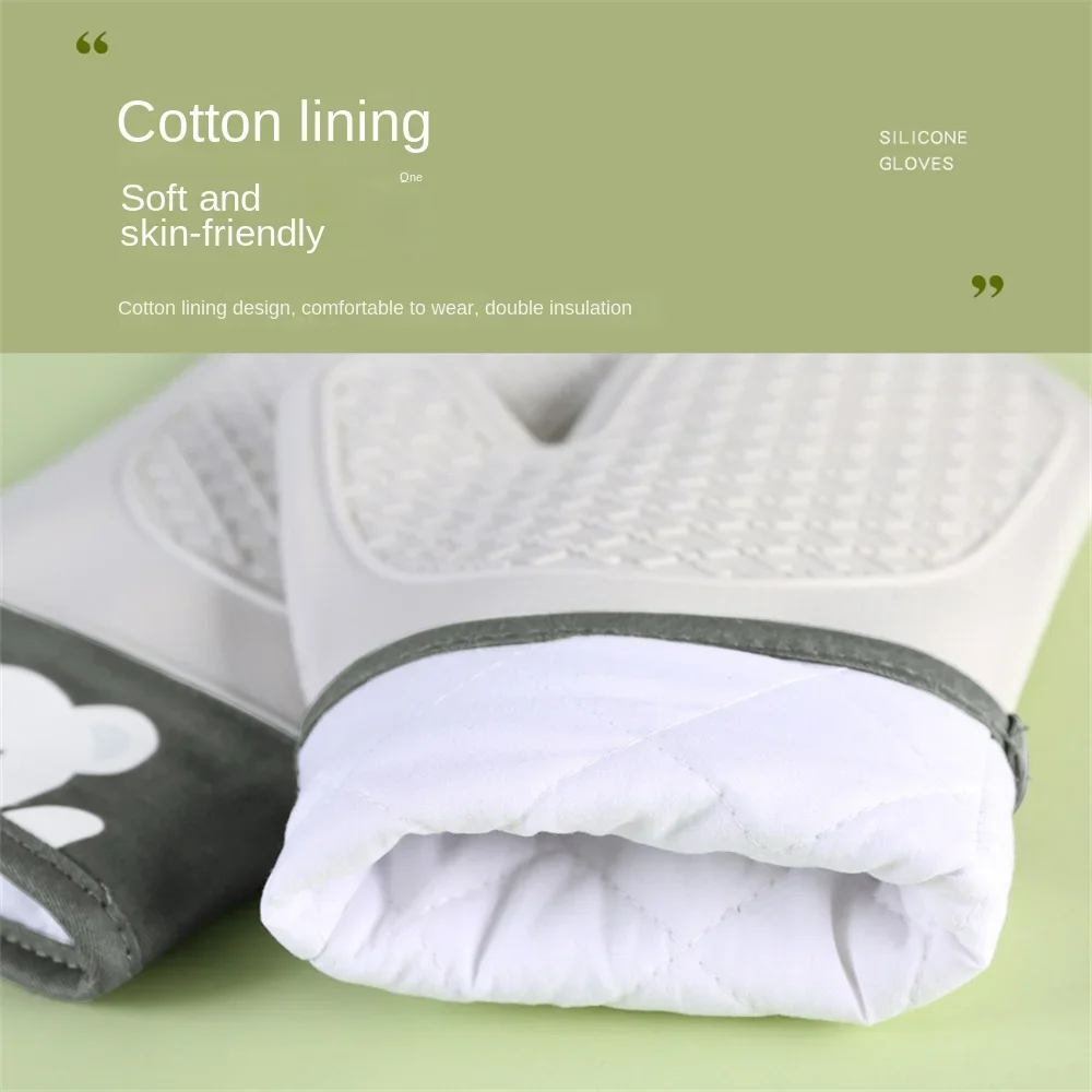 

Cotton Insulation New Silicone Double-layer Kitchen Mitts Microwave Heat Twill Baking Oven Gloves And