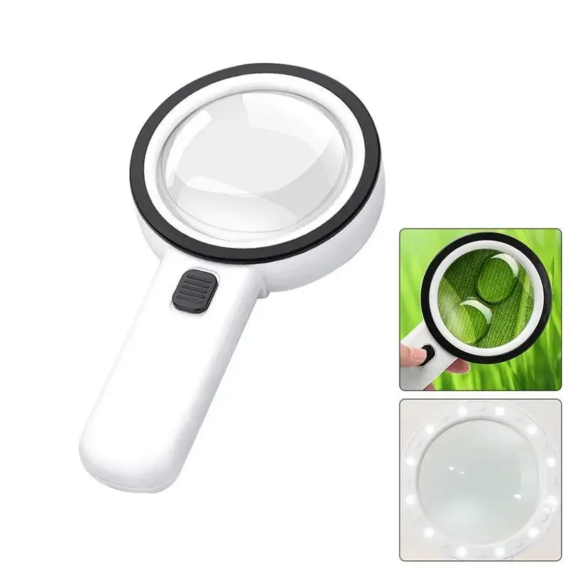 

30X Magnifying Glass with Light, Handheld Lighted Magnifier with Large Double Glass Lens Led Magnifiers for Seniors Reading