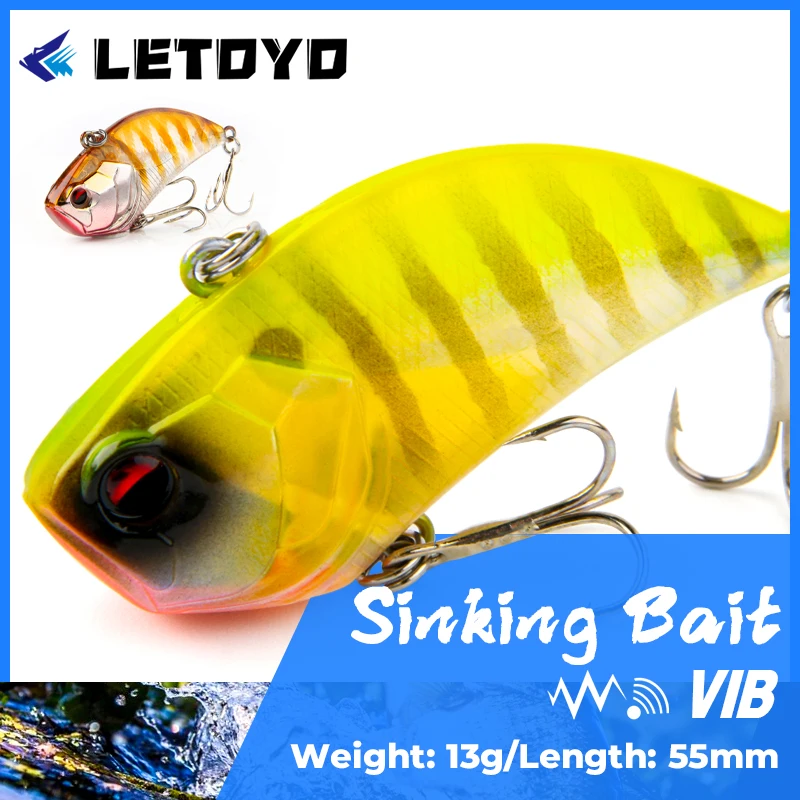 

Letoyo VIB Lures 55mm 13g Sinking Fishing Lure Built-in tone bead Artificial Hard Baits Crankbait Wobblers For Bass Pike Perch