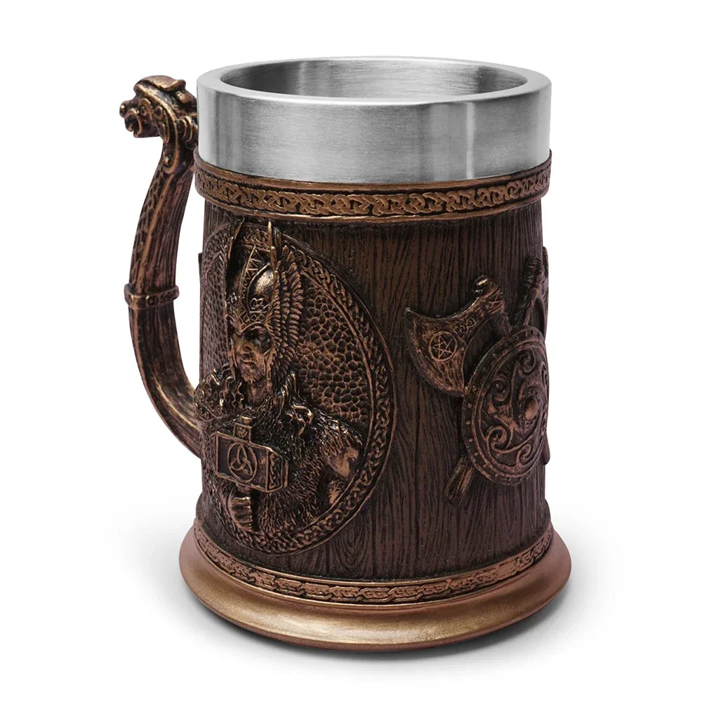 

Stainless Steel Skull Mug Big Viking Tankard Beer Cup Resin Cups and Mugs Creative 3D Coffee Tea Mug Drinkware Mark