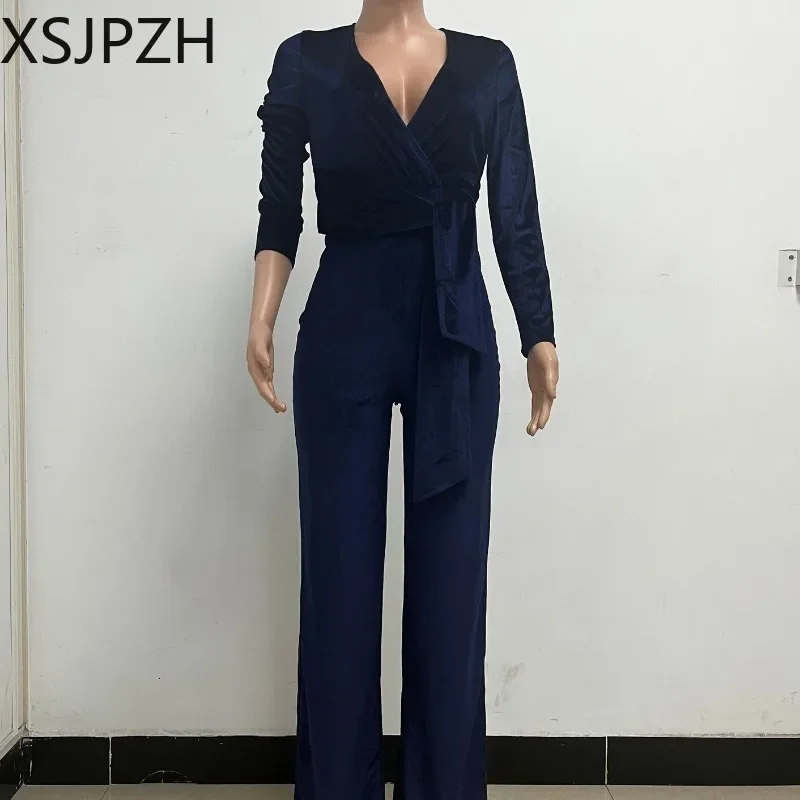 Xsjpzh Elegant Women Clothes Velvet Fabric Jumpsuit Women Autumn Winter Casual Romper Slim Wide Leg Pants Sexy Ladies Jumpsuits
Xsjpzh Elegant Women Clothes Velvet Fabric Jumpsuit Women Autumn Winter Casual Romper Slim Wide Leg Pants Sexy Ladies Jumpsuits