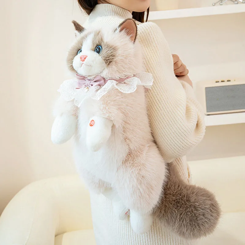 Cute Realistic Ragdoll Backpacks Women Bow Cat Plush Bags Small Capacity Daypacks Lolita Cartoon Personalized Gifts for Girls Cute Realistic Ragdoll Backpacks Women Bow Cat Plush Bags Small Capacity Daypacks Lolita Cartoon Personalized Gifts for Girls