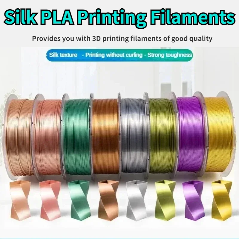 

Silk Filament PLA 1.75mm Clog-Free Shiny 3D Printer Filament,1kg Spool (2.2lbs), Dimensional Accuracy+/- 0.02 Mm, Fit Most FDM