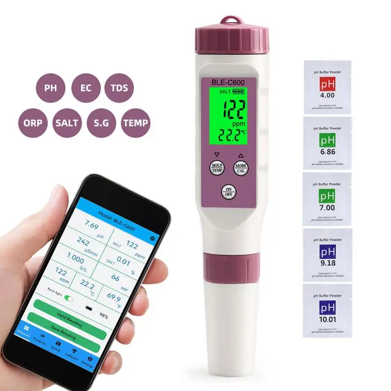 7 In 1 Temp ORP EC TDS Salinity S.G PH Meter Online Blue Tooth Water Quality Tester APP Control For Drinking Laboratory Aquarium
7 In 1 Temp ORP EC TDS Salinity S.G PH Meter Online Blue Tooth Water Quality Tester APP Control For Drinking Laboratory Aquarium