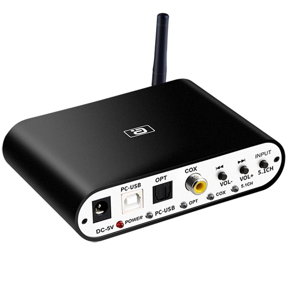 

DA615U 5.1CH Audio Decoder Bluetooth 5.0 Receiver DAC Wireless Audio Adapter Optical Coaxial U Play DAC DTS-EU Plug