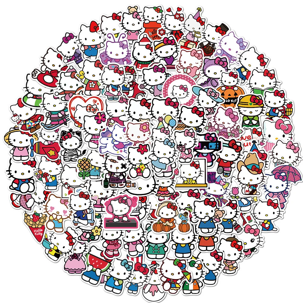 

10/30/50/100pcs Kawaii Sanrio Hello Kitty Stickers Pack Cute Cartoon Anime Decal Fridge Laptop Phone Stationery Sticker Kids Toy