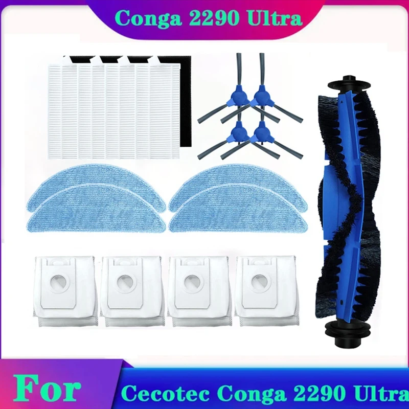 

Мешки для пыли с основной щеткой, фильтр с боковой втулкой, сине-белый пластик для робота-пылесоса Cecotec Conga 2290 Ultra 05661