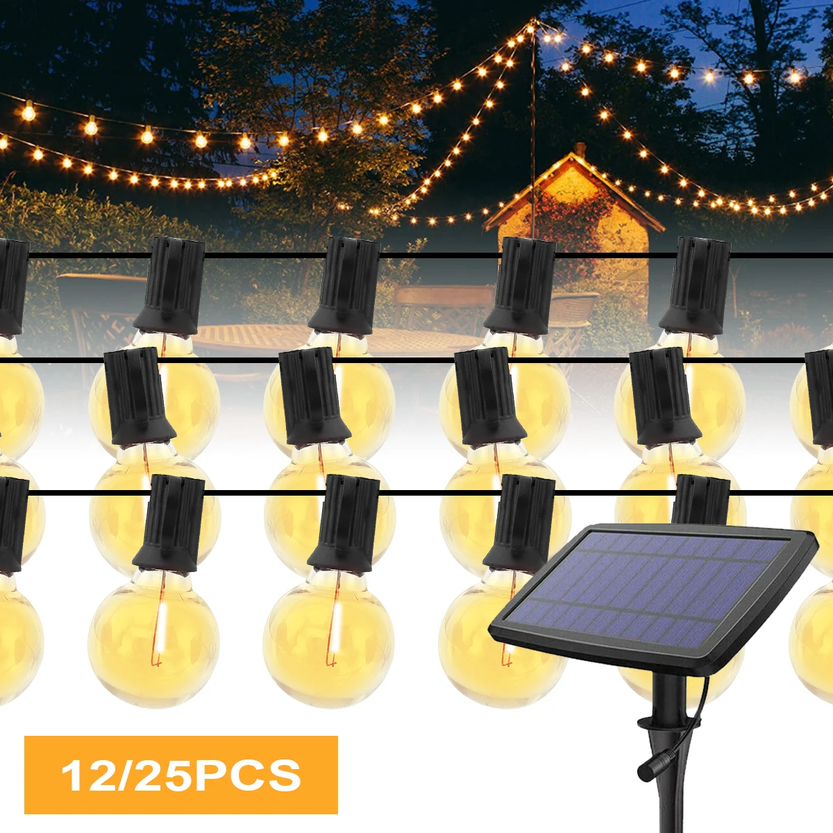 Solar String Lights Outdoor G40 LED Crystal Globe Lights Waterproof Patio Light Adjustable Brightness Xmas Decor Hanging Light 
Solar String Lights Outdoor G40 LED Crystal Globe Lights Waterproof Patio Light Adjustable Brightness Xmas Decor Hanging Light