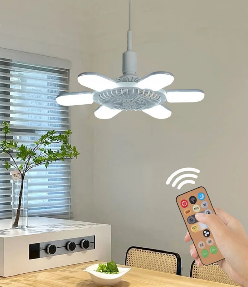 NEW Folding LED Ceiling Fan With Remote Control E27 AC85-265V Lighting Base for Bedroom Living Room Lighting 2 in 1 fan light
NEW Folding LED Ceiling Fan With Remote Control E27 AC85-265V Lighting Base for Bedroom Living Room Lighting 2 in 1 fan light