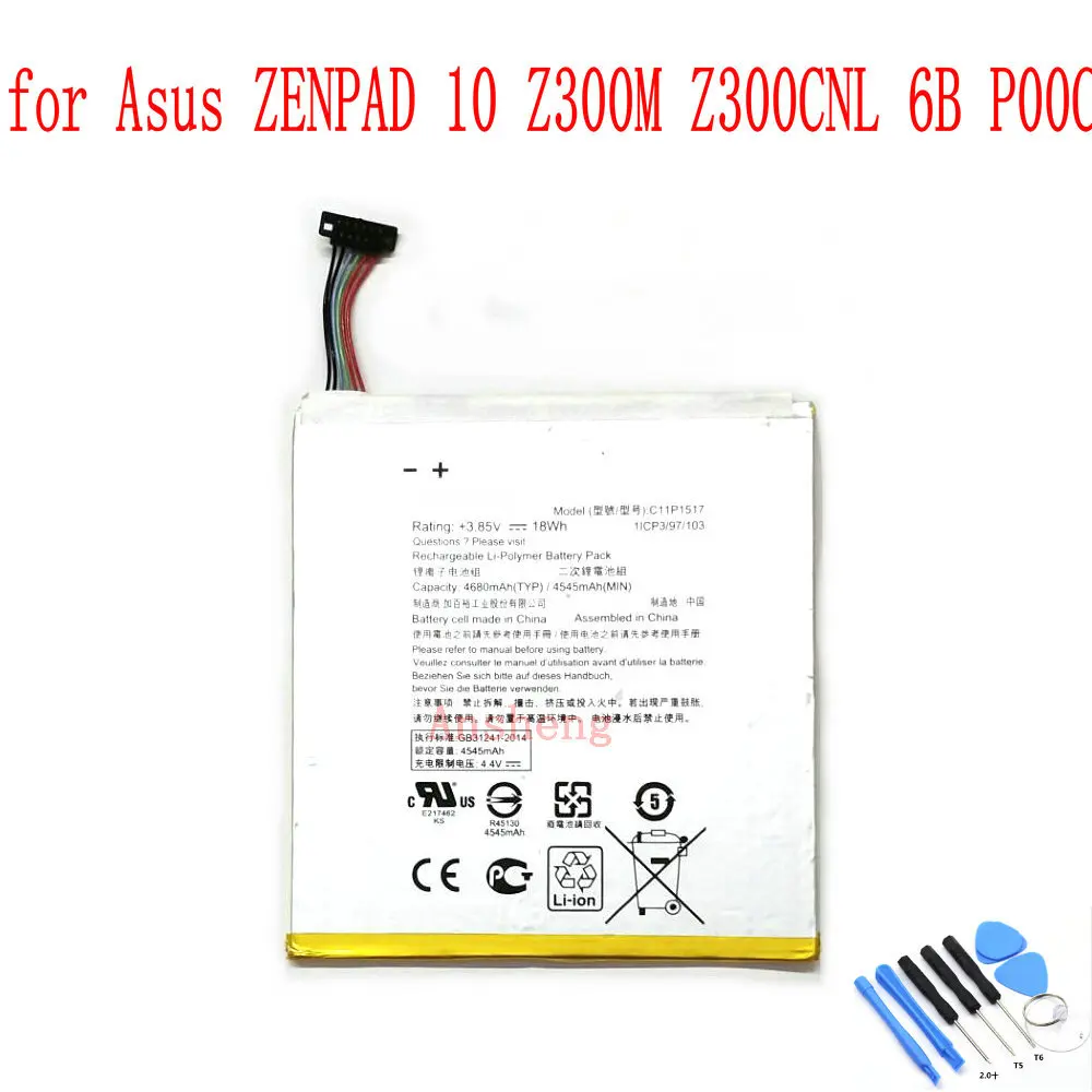 Original C11P1517 4680mAh Battery For Asus ZENPAD 10 Z300M Z300CNL 6B P00C Tablet PC
Original C11P1517 4680mAh Battery For Asus ZENPAD 10 Z300M Z300CNL 6B P00C Tablet PC