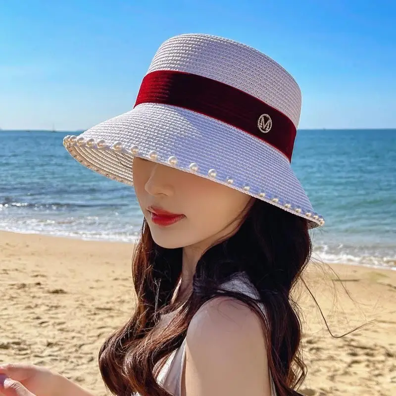 Summer French Hepburn Style Wide Brim Straw Hat Floppy Elegant Pearl Sun Cap 2022New For Women Travel Anti-UV Foldable Beach Hat
Summer French Hepburn Style Wide Brim Straw Hat Floppy Elegant Pearl Sun Cap 2022New For Women Travel Anti-UV Foldable Beach Hat