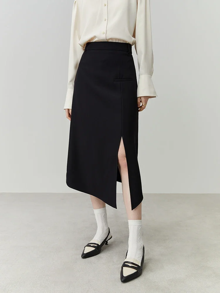FSLE Fashionable Style Asymmetric Slit Skirt for Women Commuting High Waist Mid-length Special Black Skirt Female Autumn New
FSLE Fashionable Style Asymmetric Slit Skirt for Women Commuting High Waist Mid-length Special Black Skirt Female Autumn New
