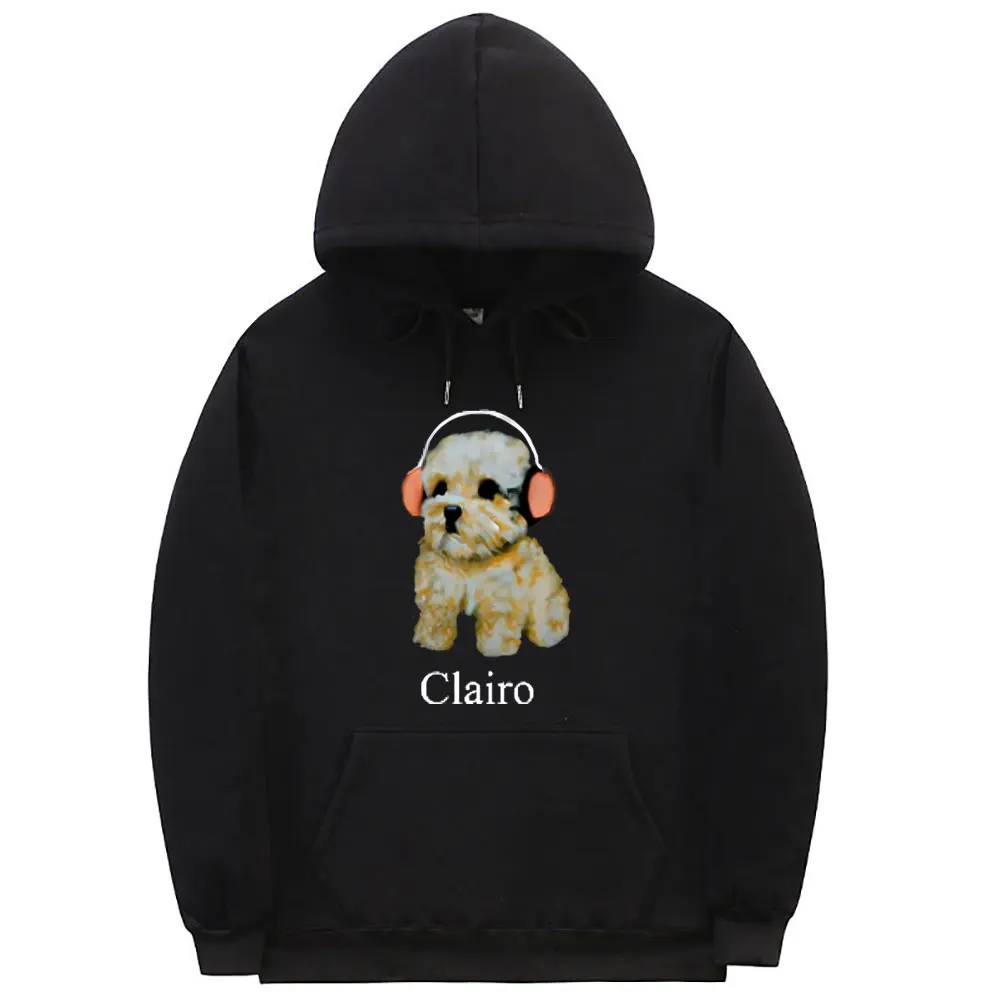 

Clairo Dog Puppy Headphones Graphic Print Hoodie Male Fashion Oversized Streetwear Men Women Cute Kawaii Pullover Sweatshirt