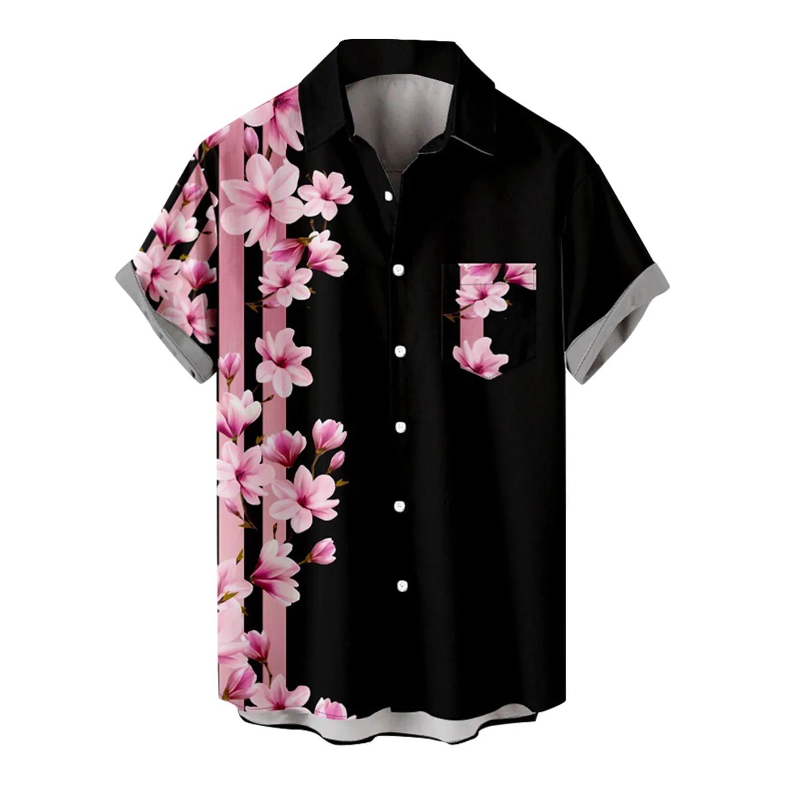 

Рубашка мужская с коротким рукавом, модная Гавайская Блуза в полоску, повседневная Элегантная сорочка с цветочным принтом, лето 2023