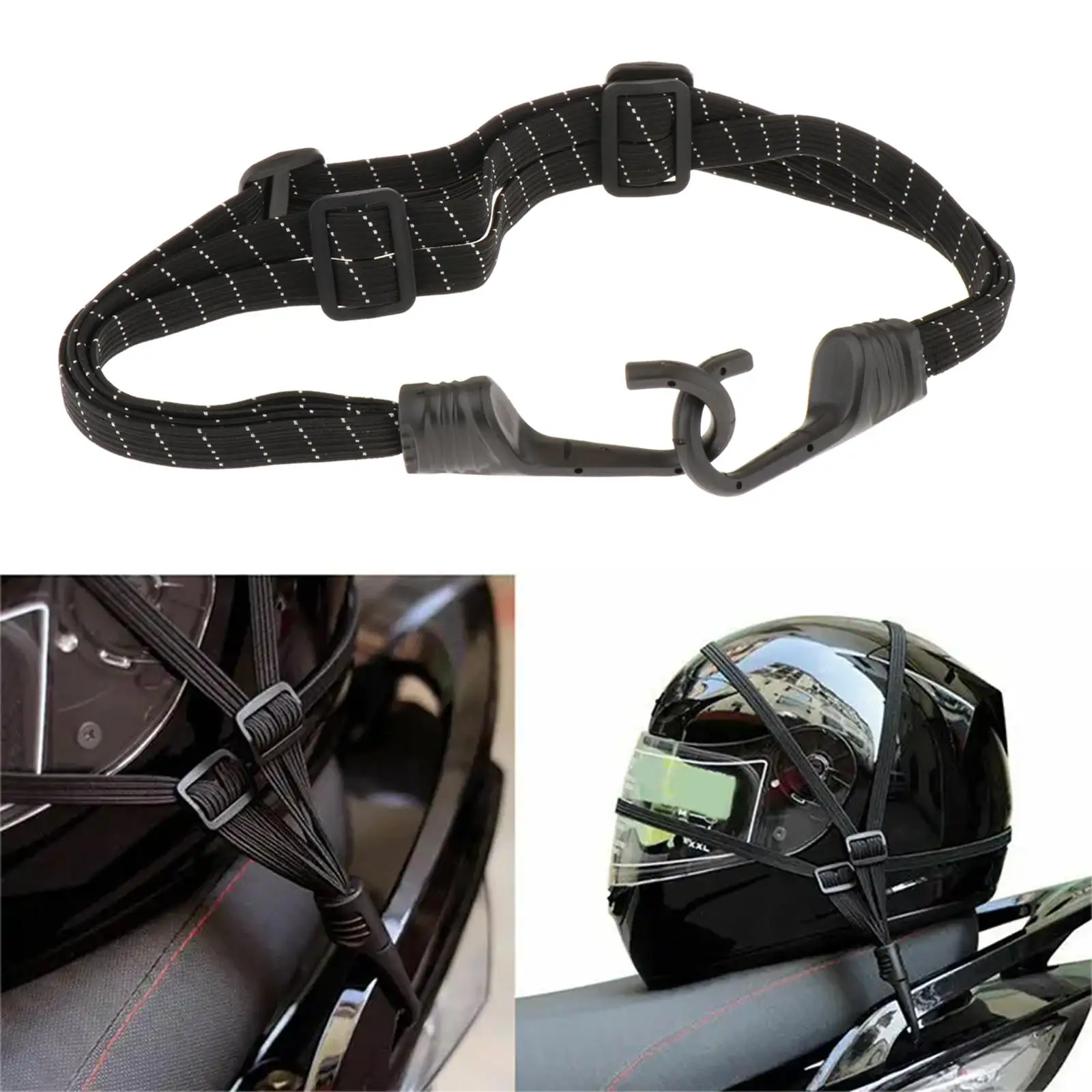 

Motorcycle Luggage Strap Helmet Rope Durable Gadget Elastic Strap Rubber Universal Retractable Bungee Cord with Hooks