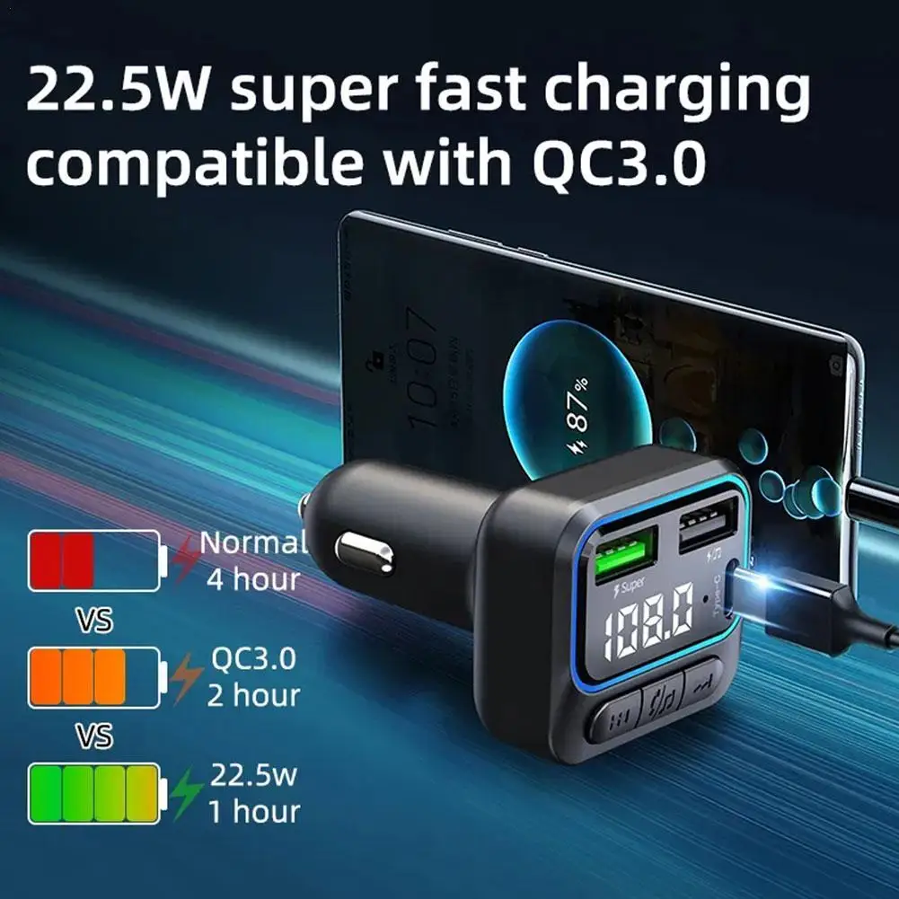 FM Transmitter Colorful Light Car Mp3 Player QC3.0 Fast Charging Type C Dual Usb Car Charger Bluetooth Handsfree Car Kit
FM Transmitter Colorful Light Car Mp3 Player QC3.0 Fast Charging Type C Dual Usb Car Charger Bluetooth Handsfree Car Kit
