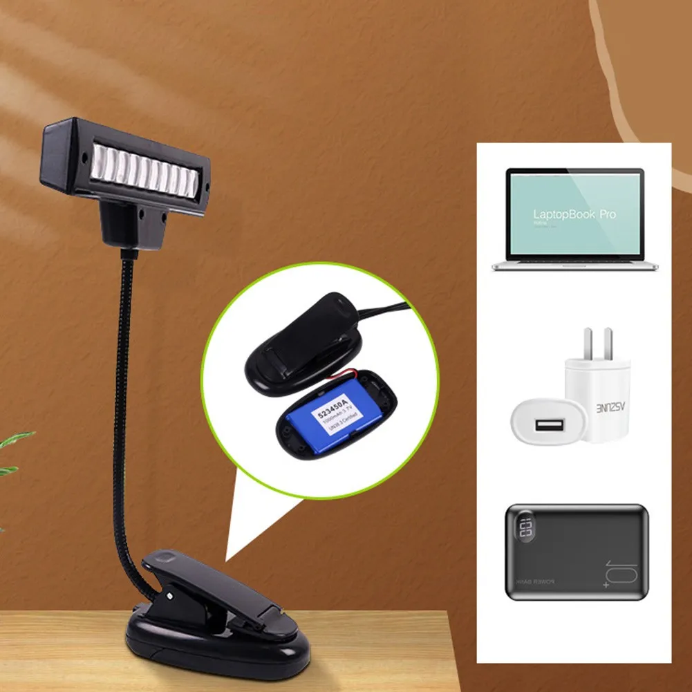 Desk Lamp Music Stand Lamp LED Flexible Clip-on Music Stand Bedroom Reading Light USB Rechargeable 10LED Brightness Lamp
Desk Lamp Music Stand Lamp LED Flexible Clip-on Music Stand Bedroom Reading Light USB Rechargeable 10LED Brightness Lamp