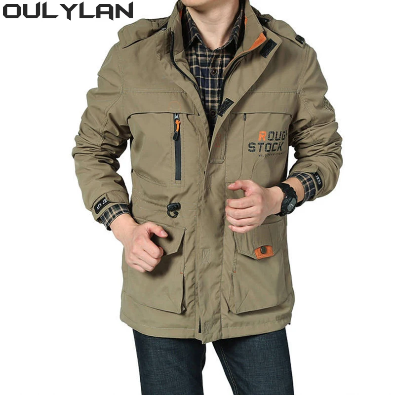 

Тактическая армейская куртка Oulylan, мужская куртка с капюшоном, Толстая Теплая мужская парка, зимняя флисовая Повседневная куртка с несколькими карманами