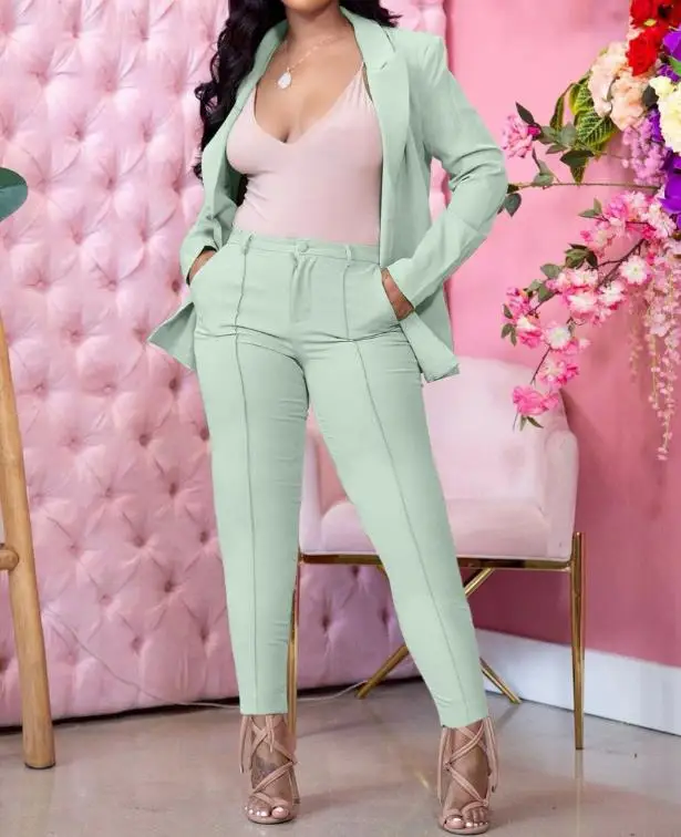 Women's 2023 Long Sleeve Outerwear Peter Pan Collar Commuting Solid Color Suit Collar Large Lapel Drawstring Pants Two-Piece Set
Women's 2023 Long Sleeve Outerwear Peter Pan Collar Commuting Solid Color Suit Collar Large Lapel Drawstring Pants Two-Piece Set