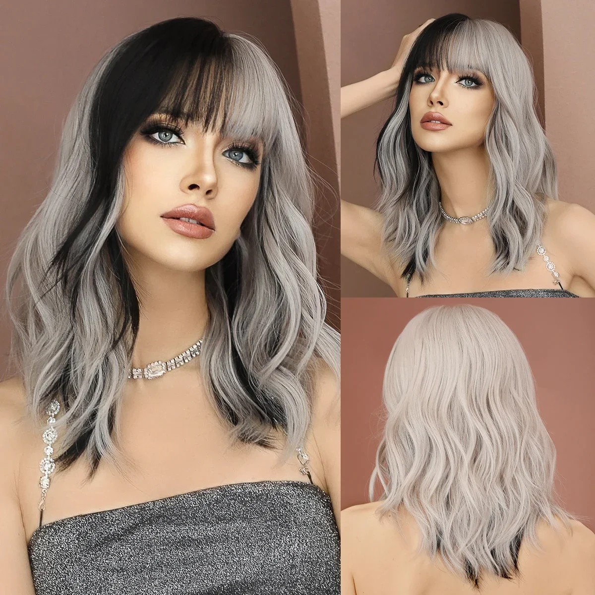 13Style Silver black Wavy Cosplay Synthetic Hair Wigs for Woman Daily Party Middle Part Natural Wig Heat Resistant Fiber
13Style Silver black Wavy Cosplay Synthetic Hair Wigs for Woman Daily Party Middle Part Natural Wig Heat Resistant Fiber