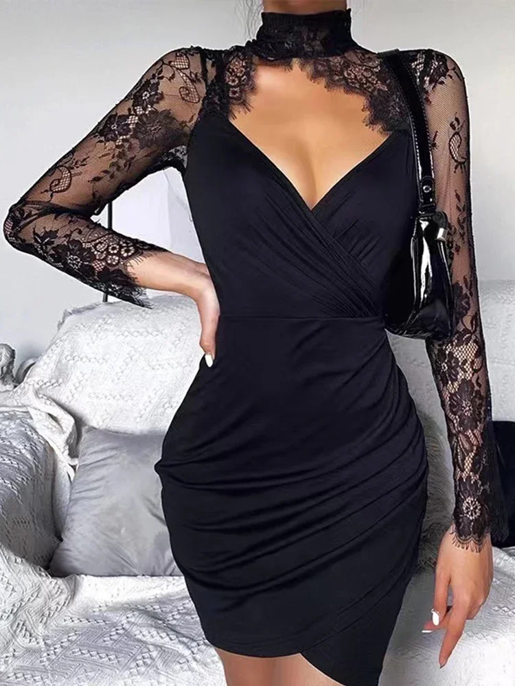 Landuxiu Vintage Lace Long Sleeve Mini Dress Women Neck Lace Mesh Splicing Elegant Hollow Out Long Sleeve Mini Dress Sweet Asian
Landuxiu Vintage Lace Long Sleeve Mini Dress Women Neck Lace Mesh Splicing Elegant Hollow Out Long Sleeve Mini Dress Sweet Asian
