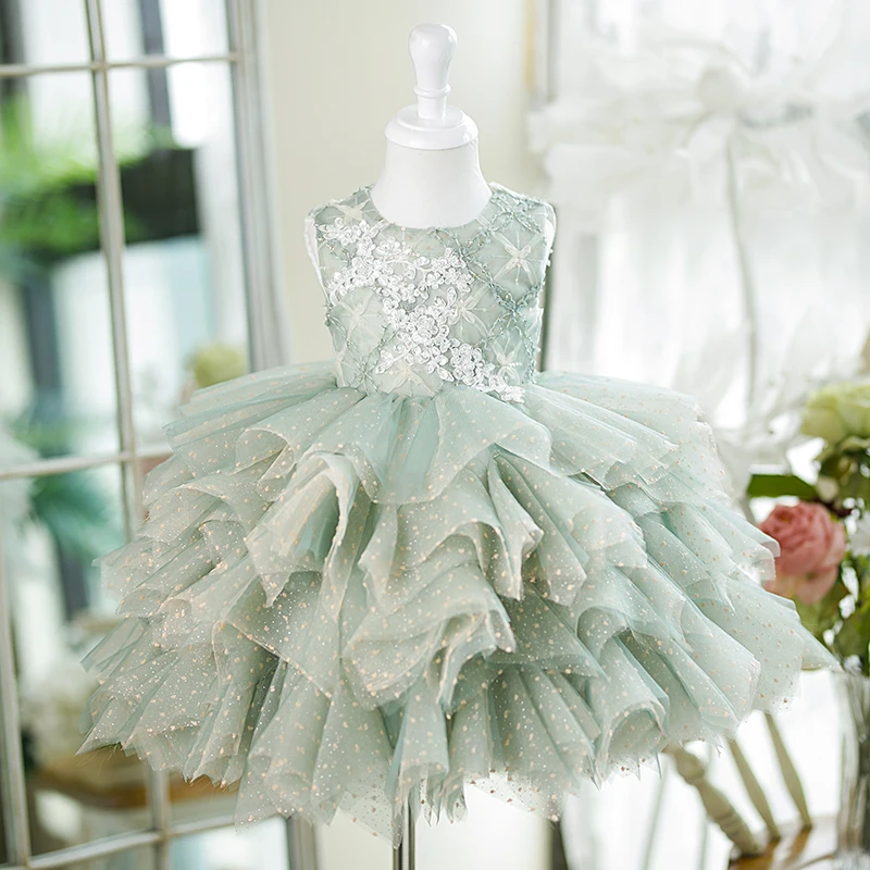 Green Exquisite Tiered Princess Dress Beading Sequin Flower Girl Dresses O-Neck Sleeveless Layered Ball Gown Training Wear
Green Exquisite Tiered Princess Dress Beading Sequin Flower Girl Dresses O-Neck Sleeveless Layered Ball Gown Training Wear