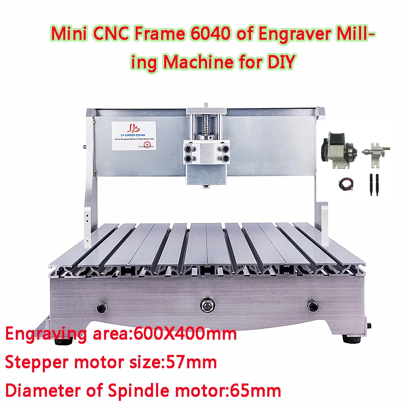 

CNC 6040 Router Frame Kit 600x400mm DIY Milling Machine 1605 Ball Screw Optical Axis Spindle Clamp with 57mm Stepper Motor